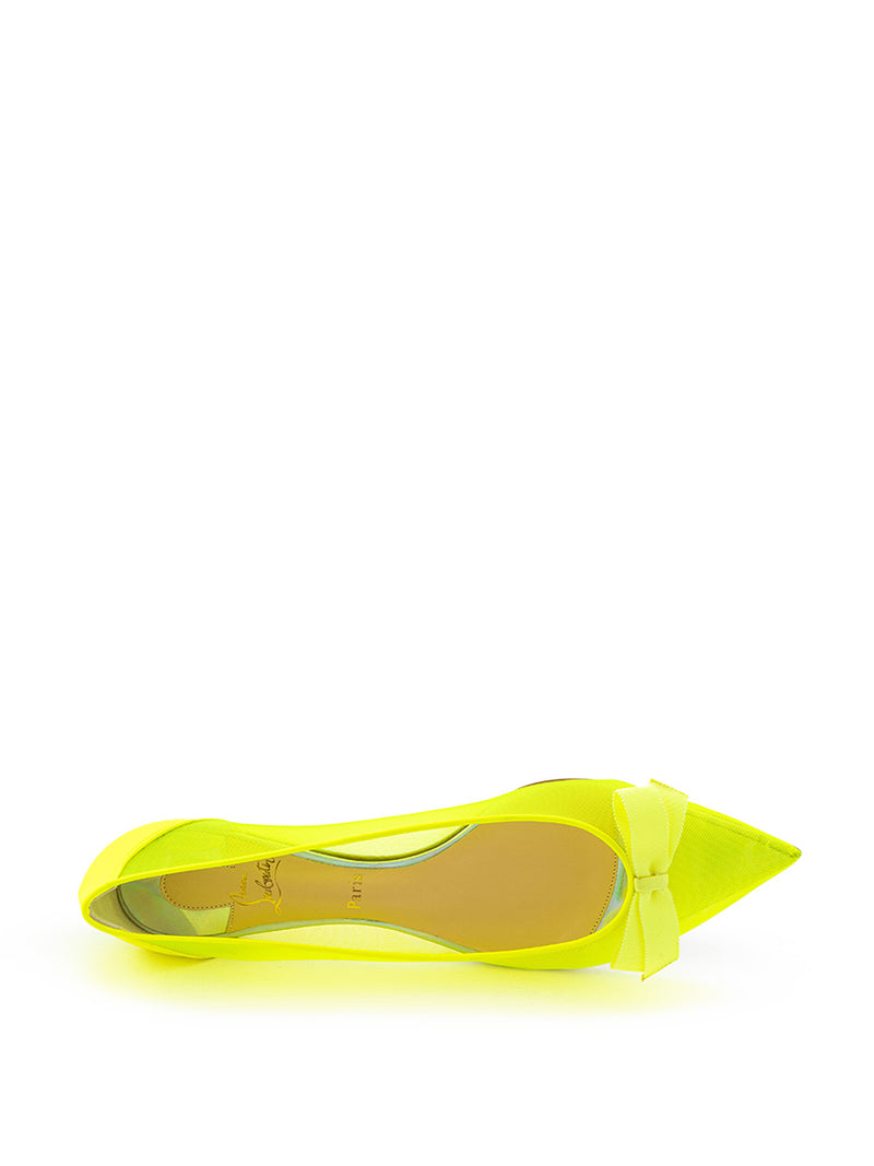 Pointed Ballerina in Fluo Yellow Mesh