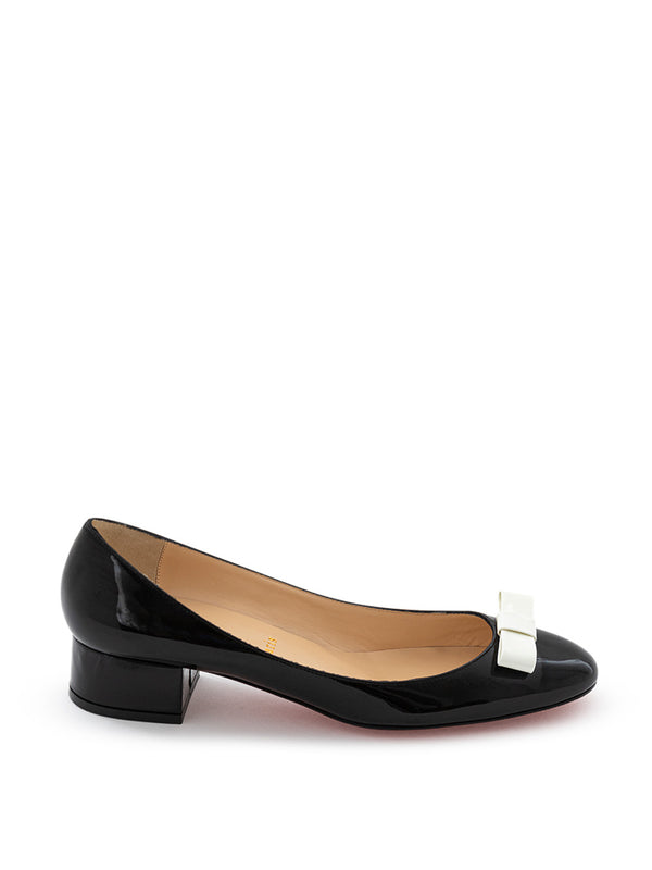 Patent ballet flats with patent heels