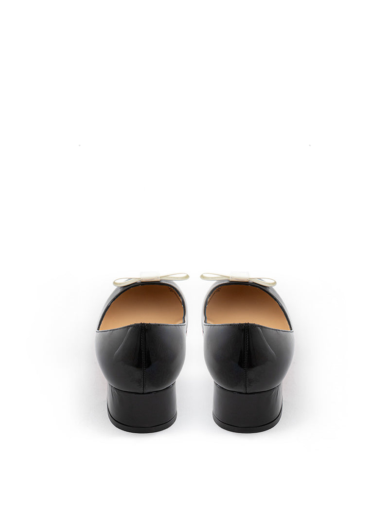 Patent ballet flats with patent heels