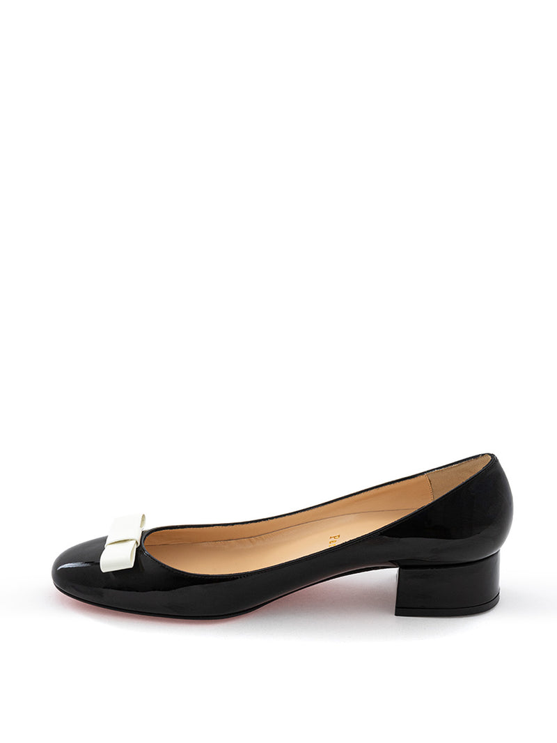 Patent ballet flats with patent heels