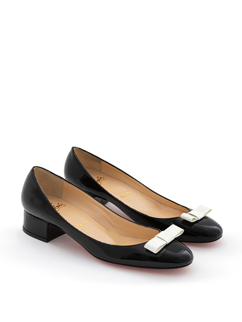 Patent ballet flats with patent heels