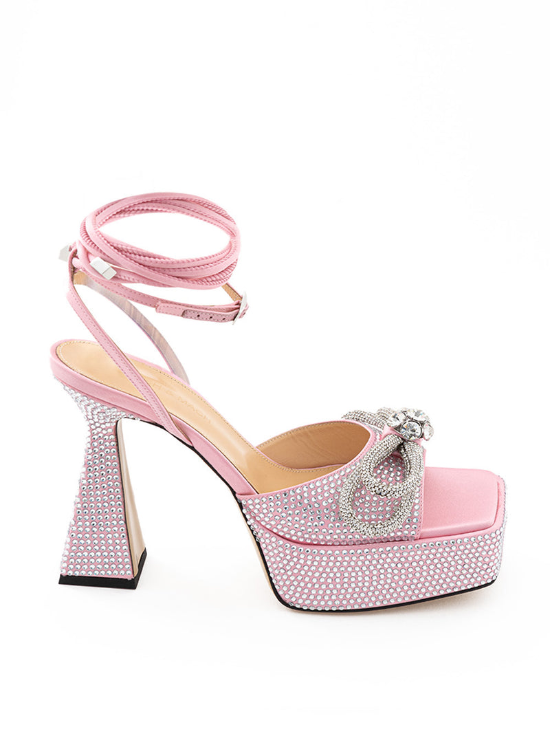 Pink Double Bow PVC Platform Sandals