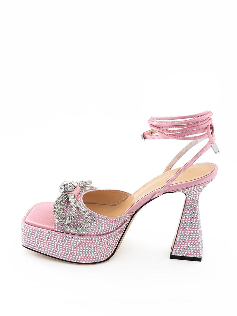 Pink Double Bow PVC Platform Sandals