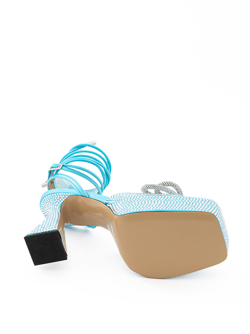 Light Blue Plateau Sandals with Double Bow