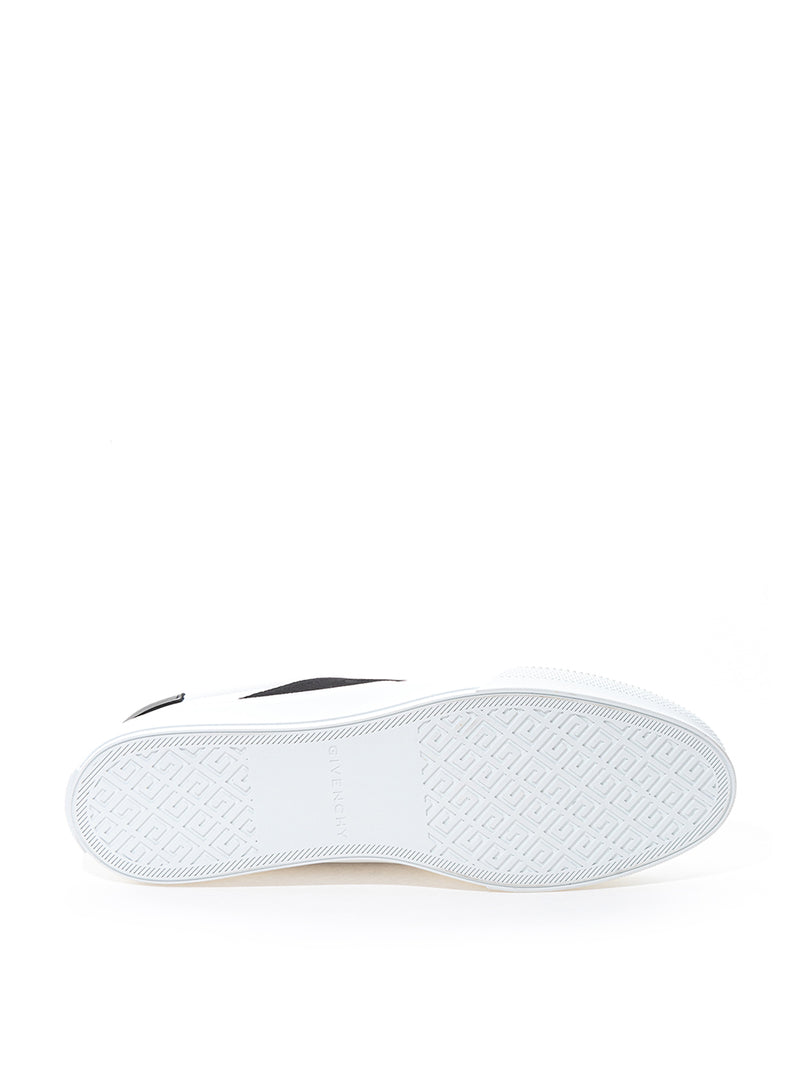Two Black Straps City Sport White Leather Sneakers