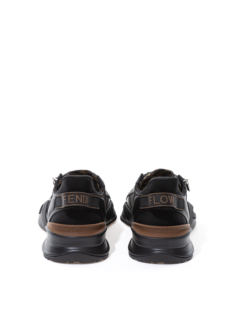 Brown/Black Flow Leather Logo Sneakers