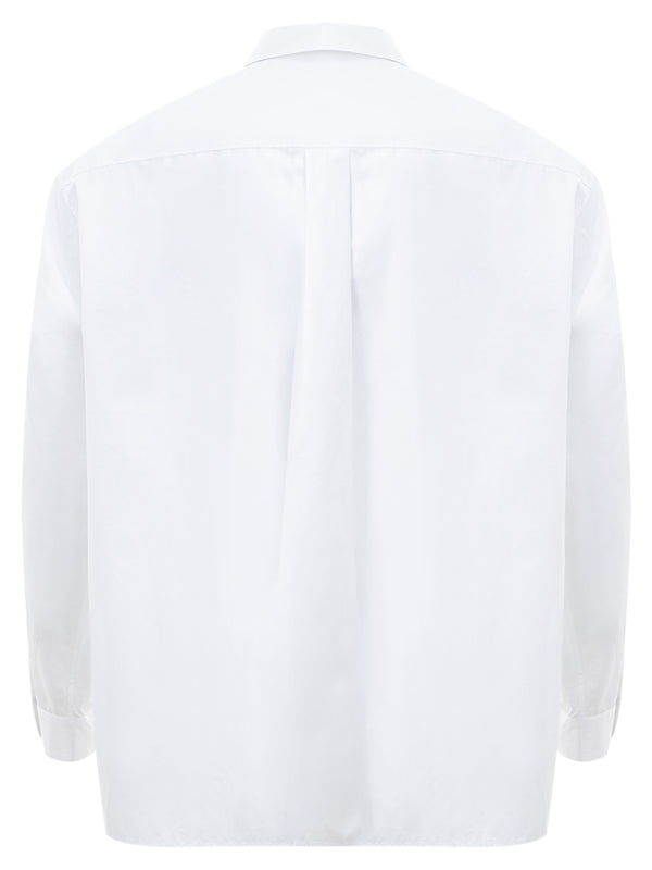 White Popeline Cotton Shirt with Logo