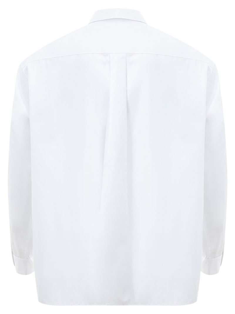 White Popeline Cotton Shirt with Logo