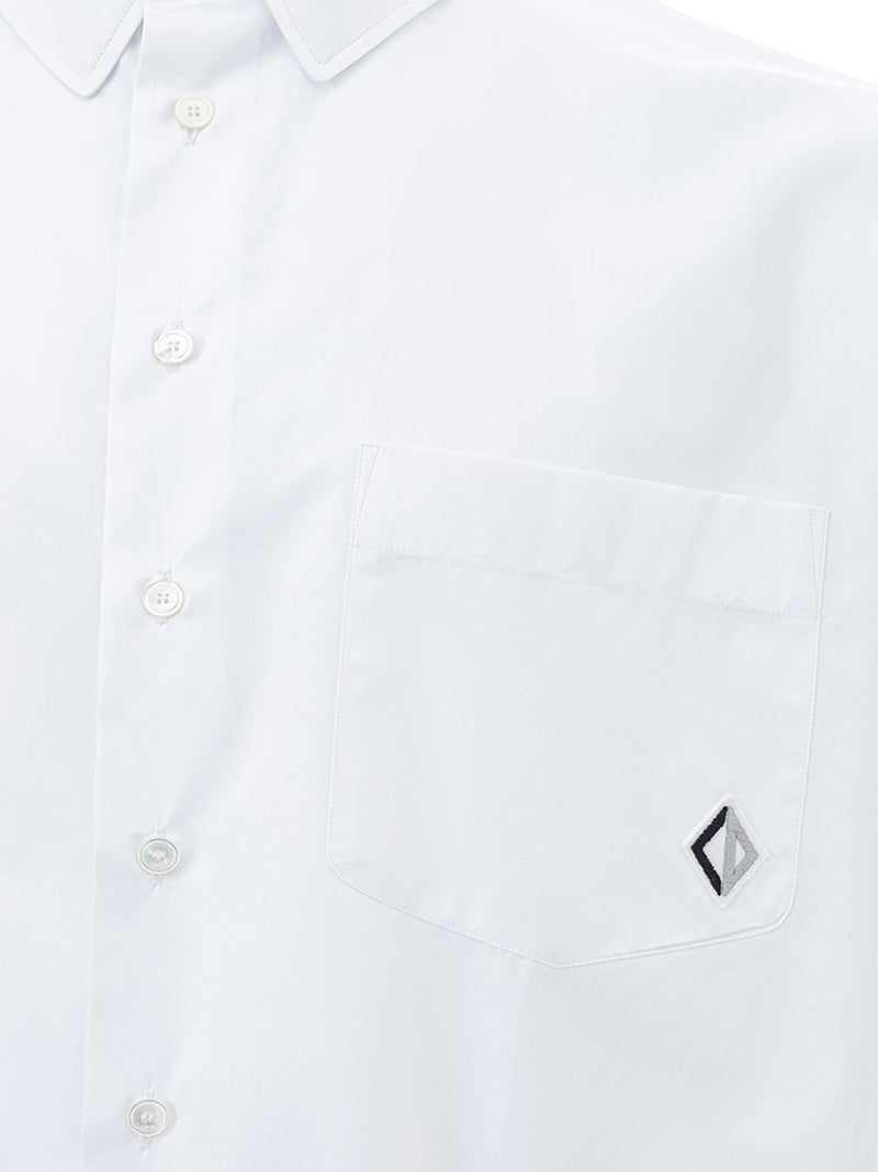 White Popeline Cotton Shirt with Logo