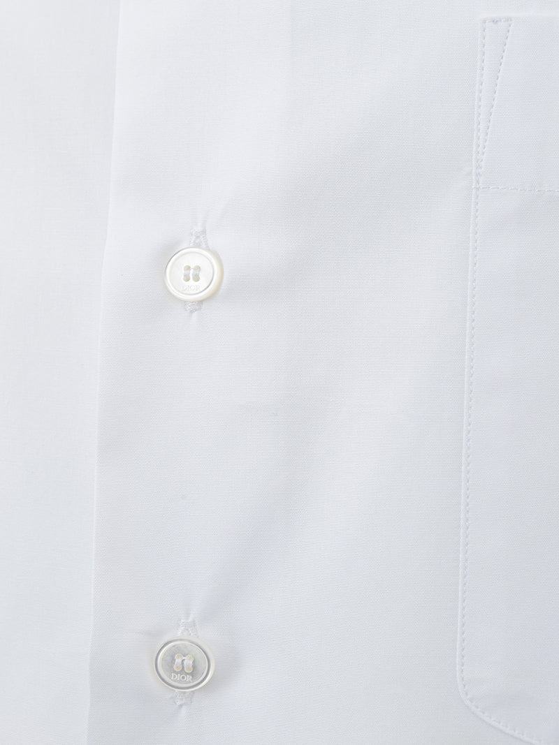 White Popeline Cotton Shirt with Logo