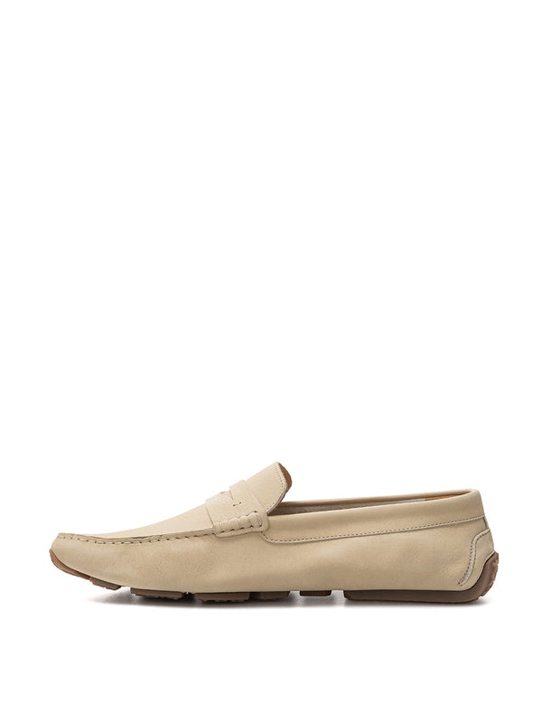 Beige Penny Loafer in Suede