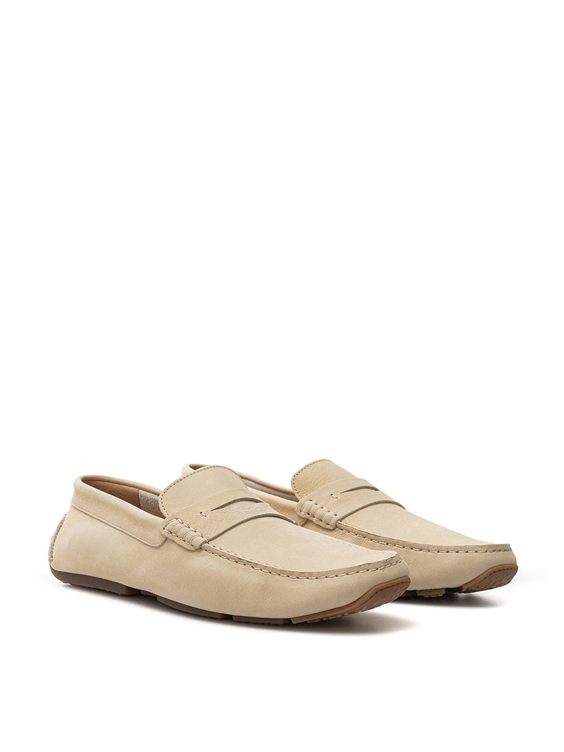 Beige Penny Loafer in Suede