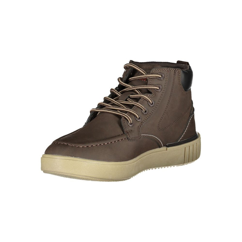 Brown Polyester Boot