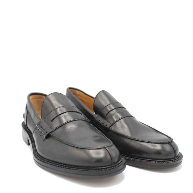 Black Calf Leather Mens Loafers Shoes