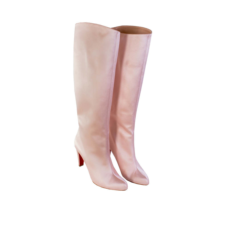 Christian Louboutin Pink Satin High Boots