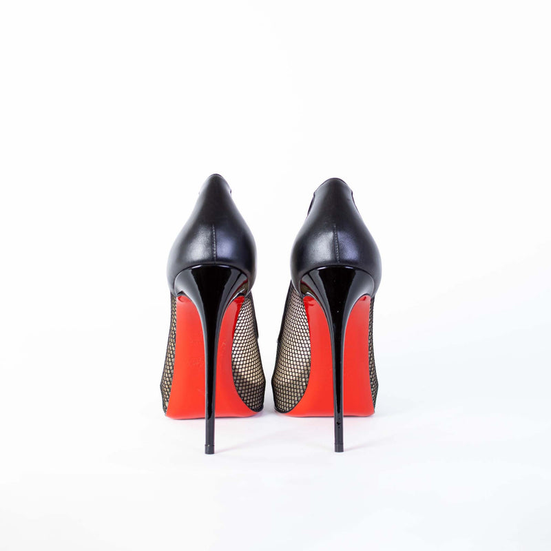 Christian Loboutin Black Leather Rete Pumps