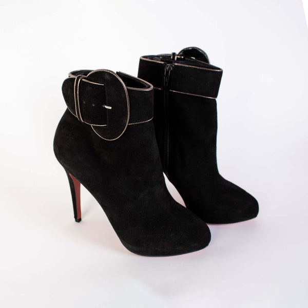 Chrisitan Loboutin Black Suede Ankle Boot