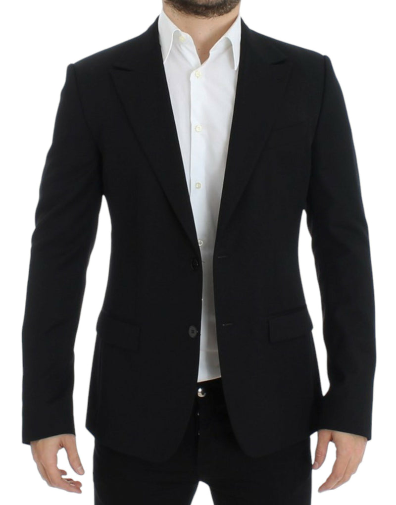 Black wool slim fit blazer