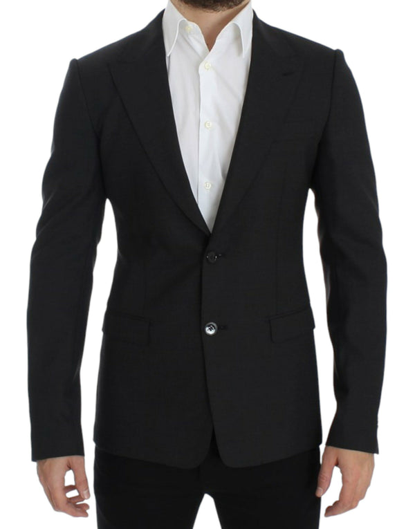 Gray wool slim fit blazer