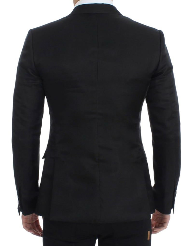 Black silk slim fit blazer