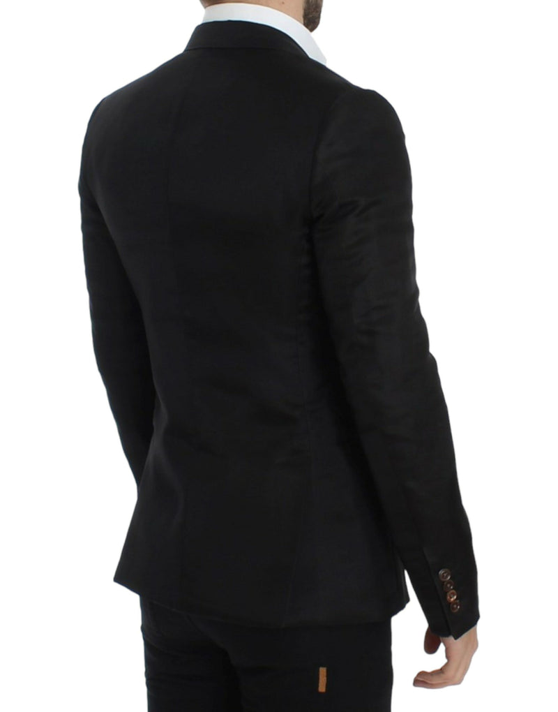 Black silk slim fit blazer