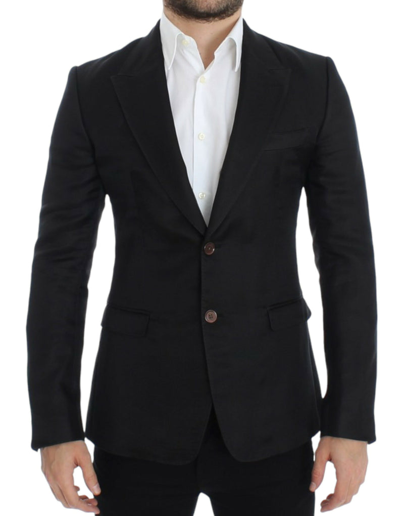 Black silk slim fit blazer