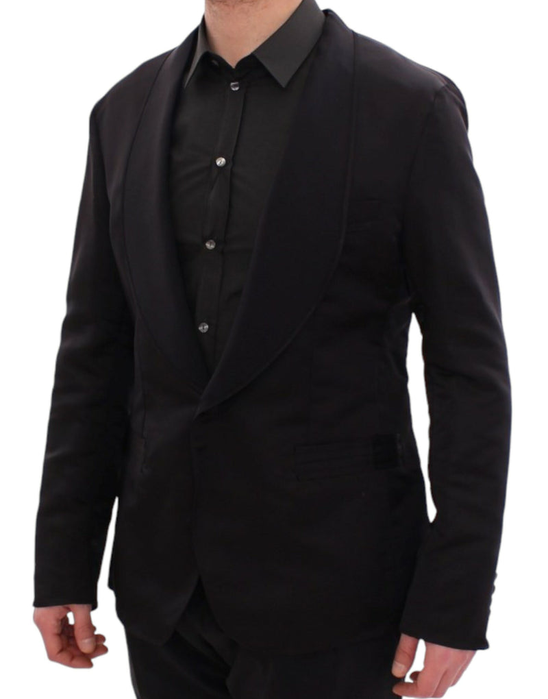 Black silk slim fit blazer