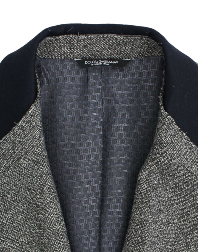 Gray wool double breasted blazer