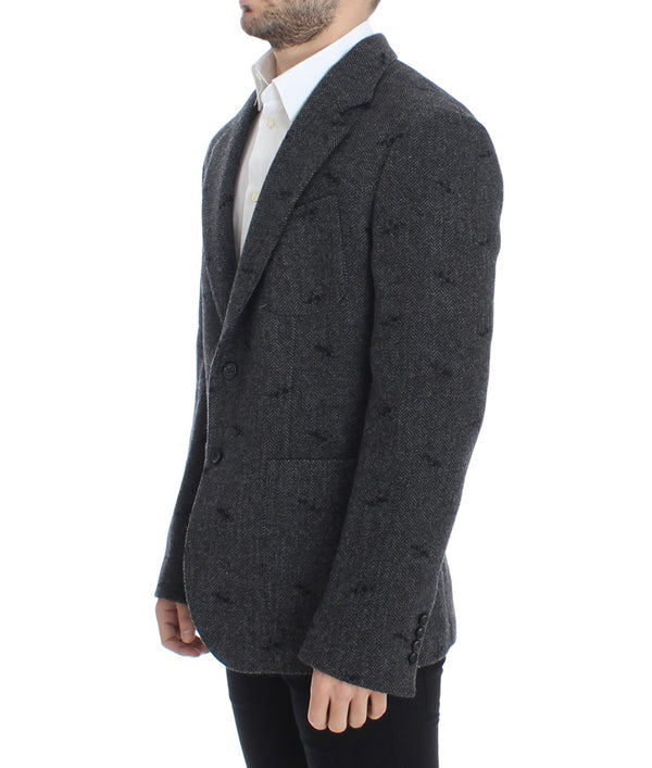 Gray wool two button blazer