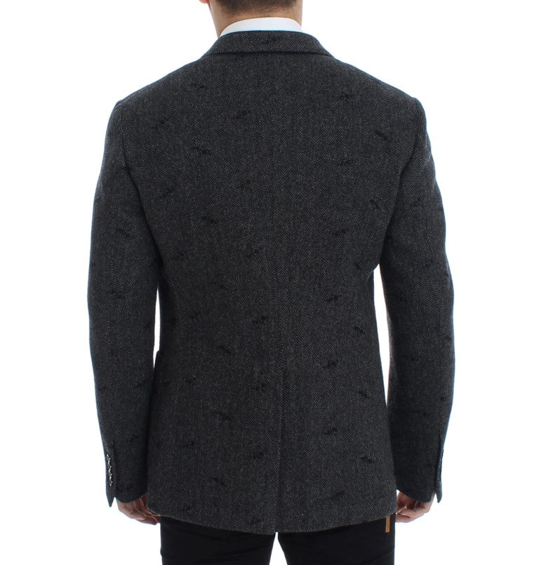 Gray wool two button blazer