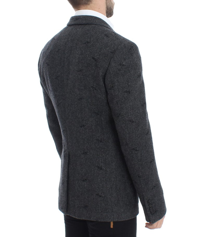 Gray wool two button blazer