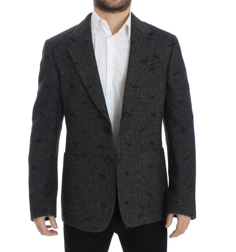 Gray wool two button blazer