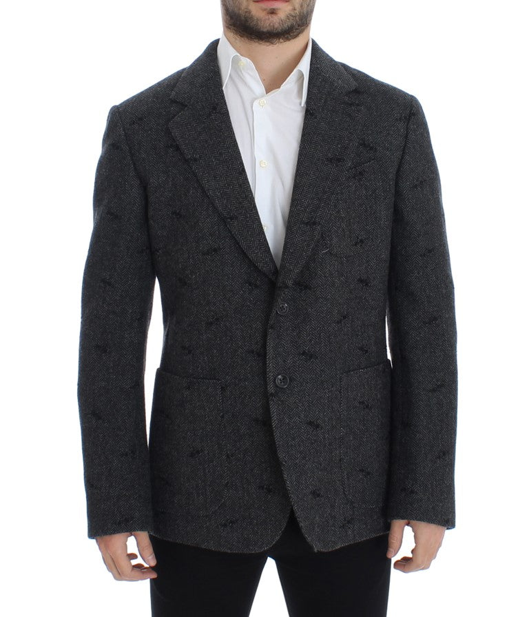 Gray wool two button blazer