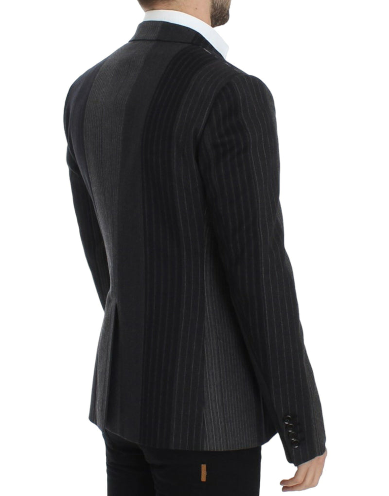 Gray striped wool stretch blazer