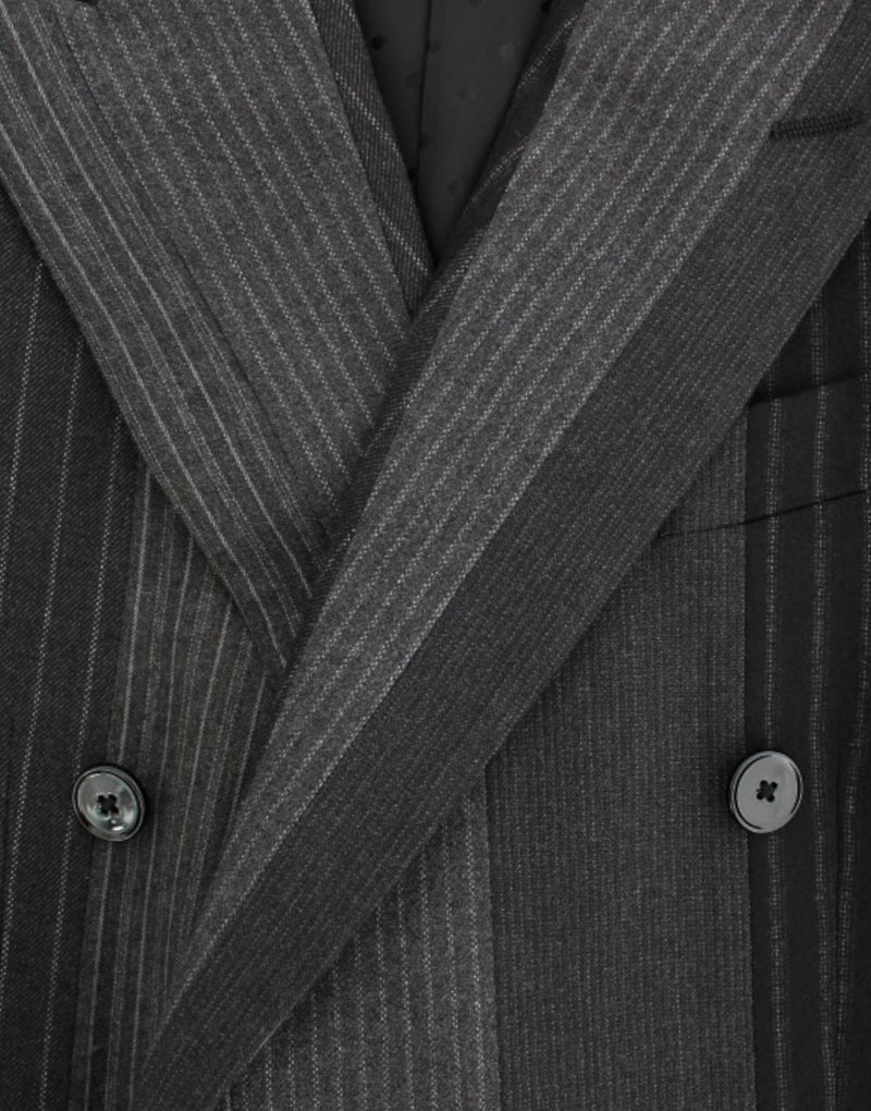 Gray striped wool stretch blazer