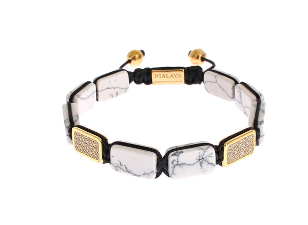 CZ Howlite Gold 925 Bracelet