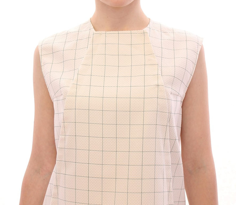 White Cotton Checkered Shirt Top