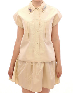 Beige Sleeveless Blouse Top