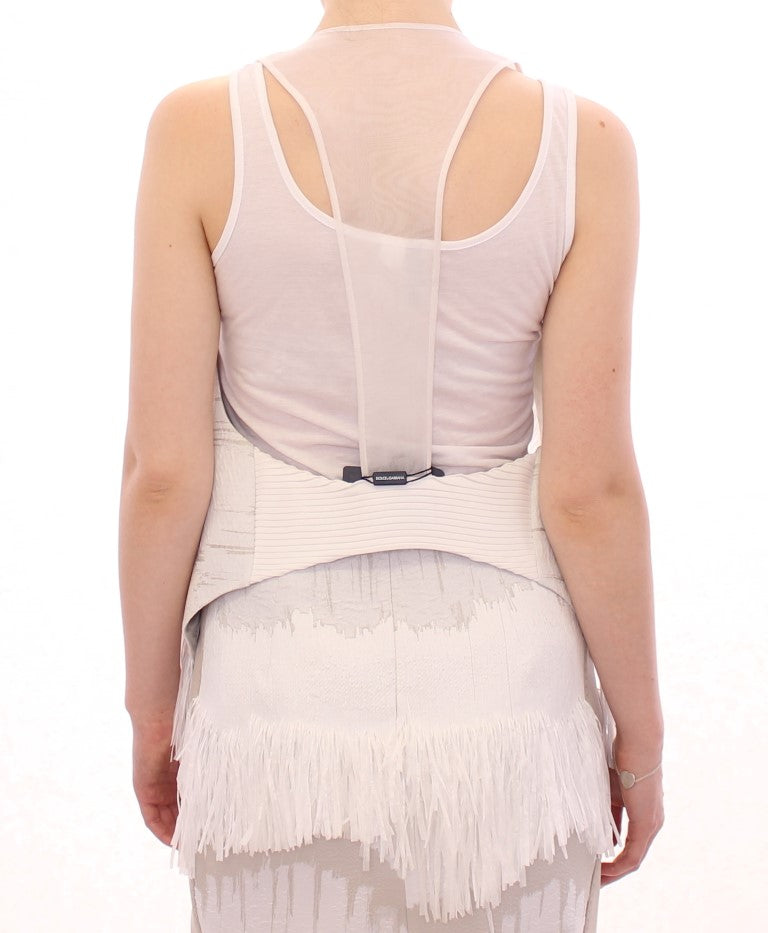 White Lashes Open Back Vest Jacket