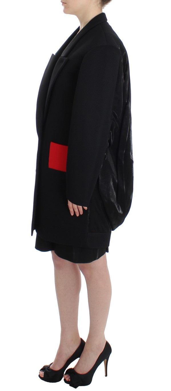 Black Coat Trench Long Draped Jacket Blazer