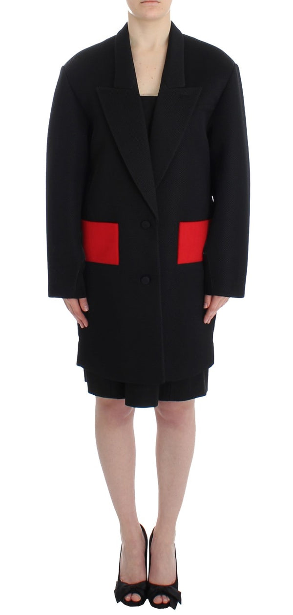 Black Coat Trench Long Draped Jacket Blazer