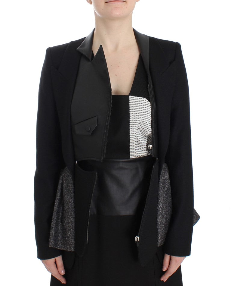 Black Short Blazer Coat Biker Jacket