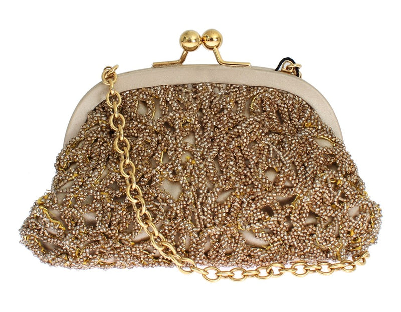 Gold sequined MISS DEA clutch bag