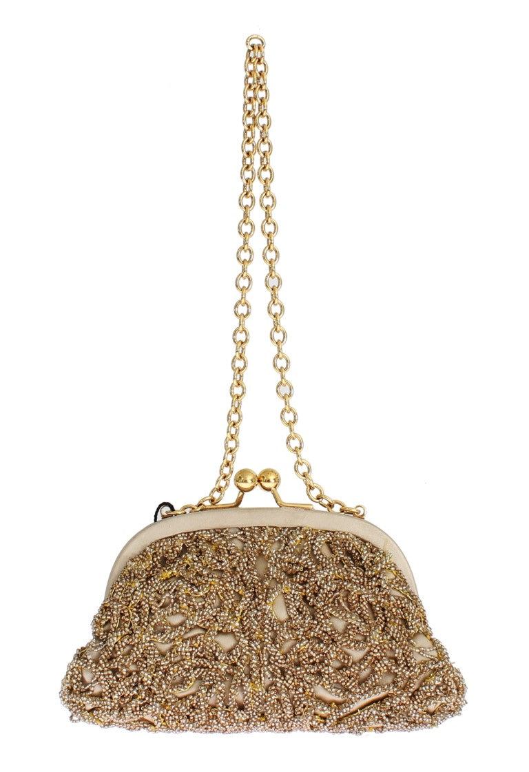 Gold sequined MISS DEA clutch bag