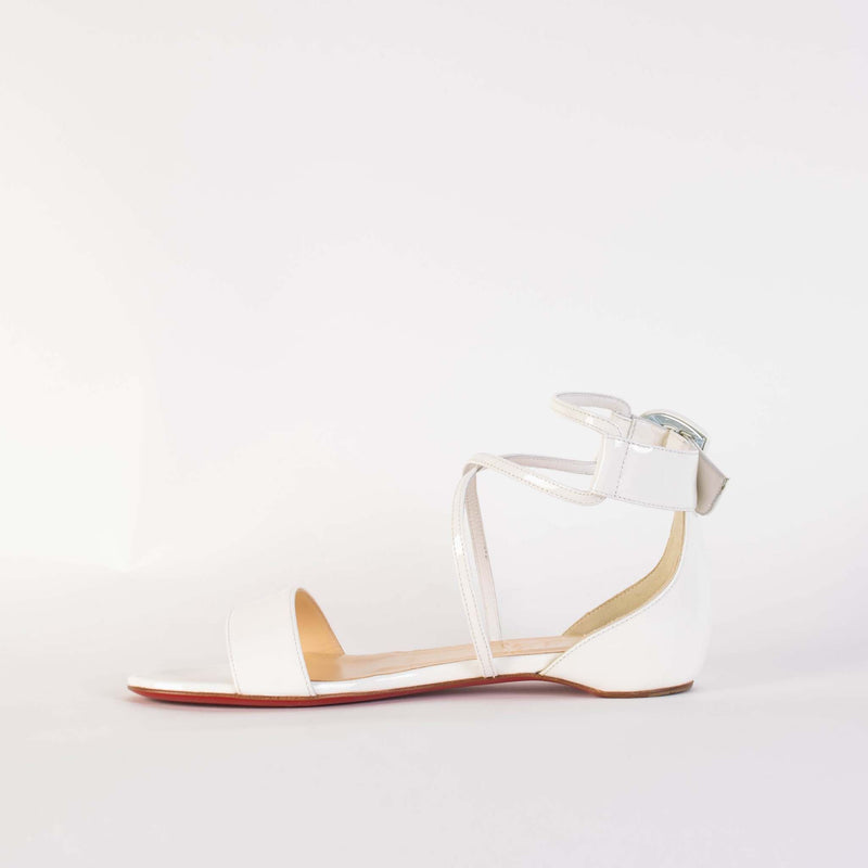 Chrisitan Loboutin Choca White Leather Sandals