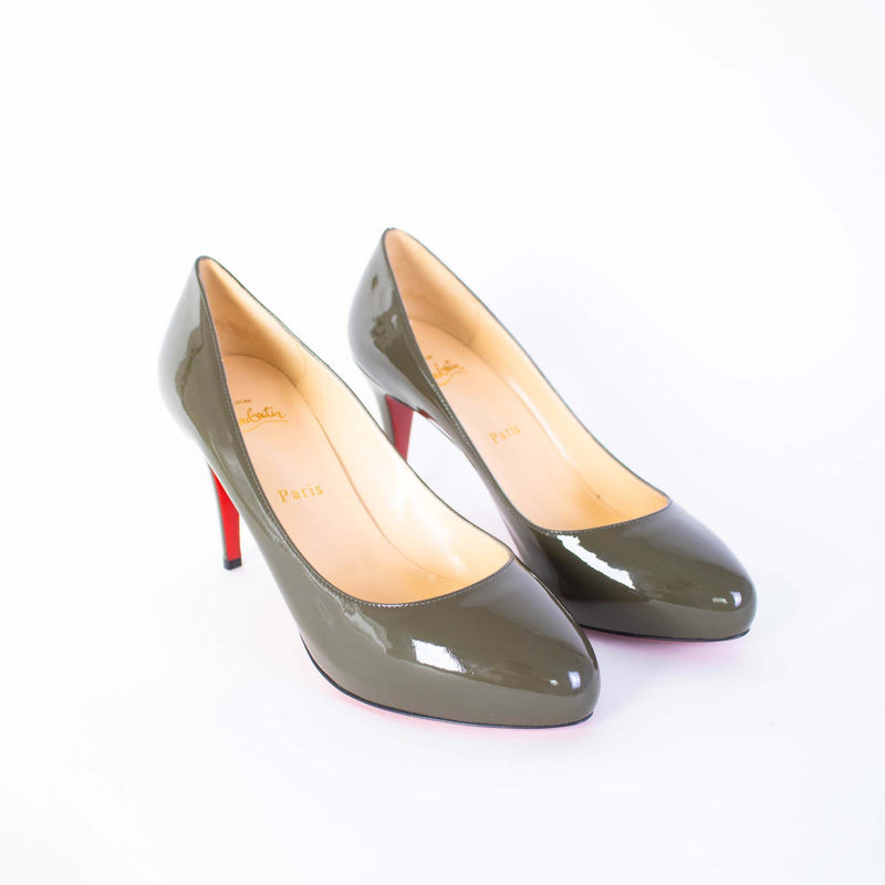 Christian Loboutin Green Mud Patent Leather Pumps