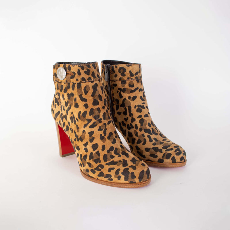 Chrisitan Loboutin Leopard Print Suede Ankle Boots