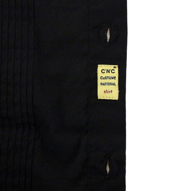 Black cotton slim fit shirt