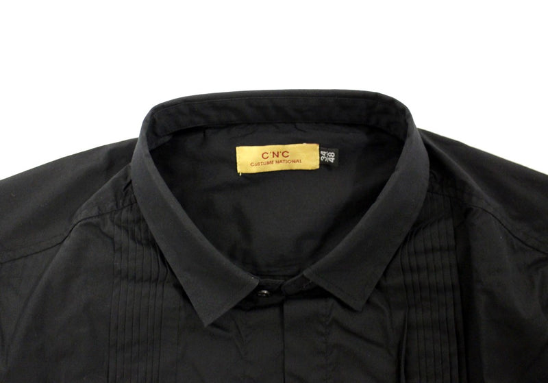 Black cotton slim fit shirt