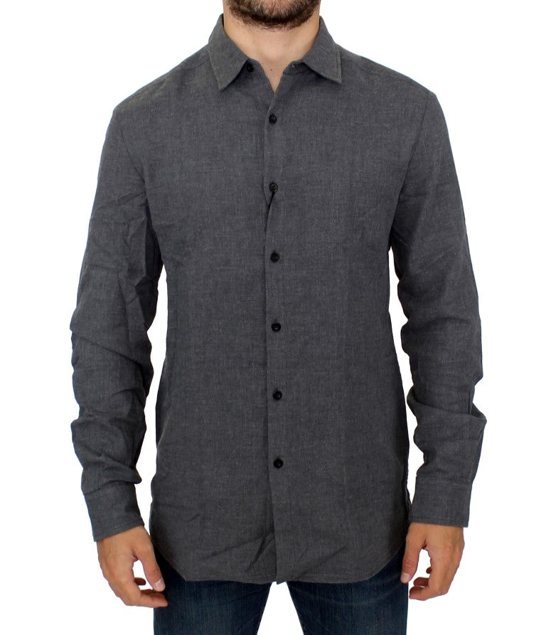 Gray cotton slim fit shirt